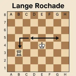 Lange Rochade: König e1→c1, Turm a1→d1