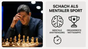 Schach als Sport: Spieler im Turnier und mentale Infografik