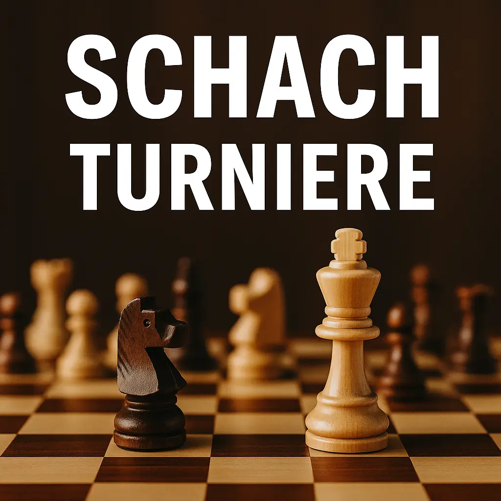 Symbolbild für Schachturniere: Ein weißer König und ein schwarzer Springer stehen einander auf einem Schachbrett gegenüber – im Hintergrund weitere Figuren.